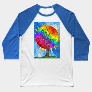 Tree Of Life Stained Glass Pattern Design Baseball T-Shirt